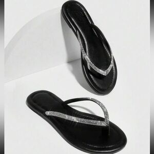 Rhinestone Thong Flat Sandals